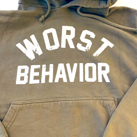 WRDTBHVR Hoodie Army Green Cotton Small Thick & Warm - Picture 2 of 3